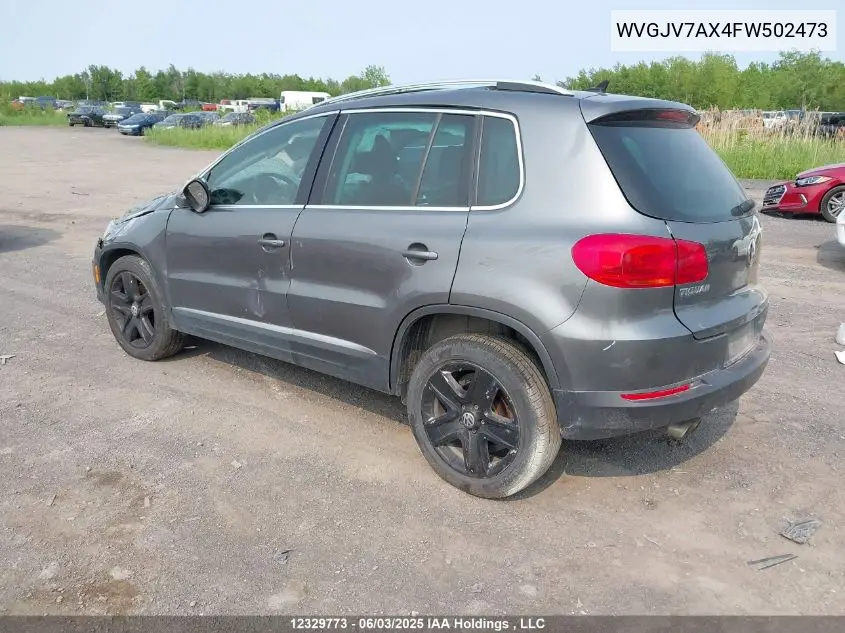 2015 Volkswagen Tiguan Comfortline/Highline/Special Edition/Trendline VIN: WVGJV7AX4FW502473 Lot: 12329773X