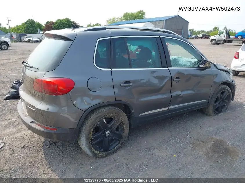 2015 Volkswagen Tiguan Comfortline/Highline/Special Edition/Trendline VIN: WVGJV7AX4FW502473 Lot: 12329773X