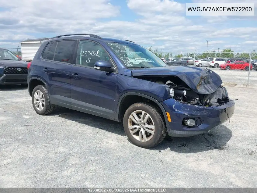 2015 Volkswagen Tiguan S/Se/Sel/R-Line VIN: WVGJV7AX0FW572200 Lot: 12330282