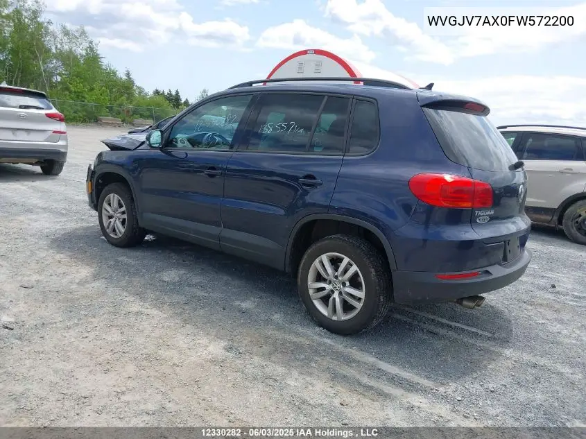 2015 Volkswagen Tiguan S/Se/Sel/R-Line VIN: WVGJV7AX0FW572200 Lot: 12330282