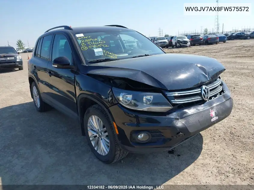 2015 Volkswagen Tiguan S/Se/Sel/R-Line VIN: WVGJV7AX8FW575572 Lot: 12334182