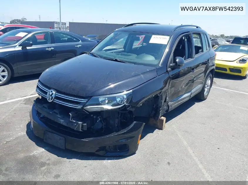 2015 Volkswagen Tiguan S VIN: WVGAV7AX8FW542393 Lot: 42631986