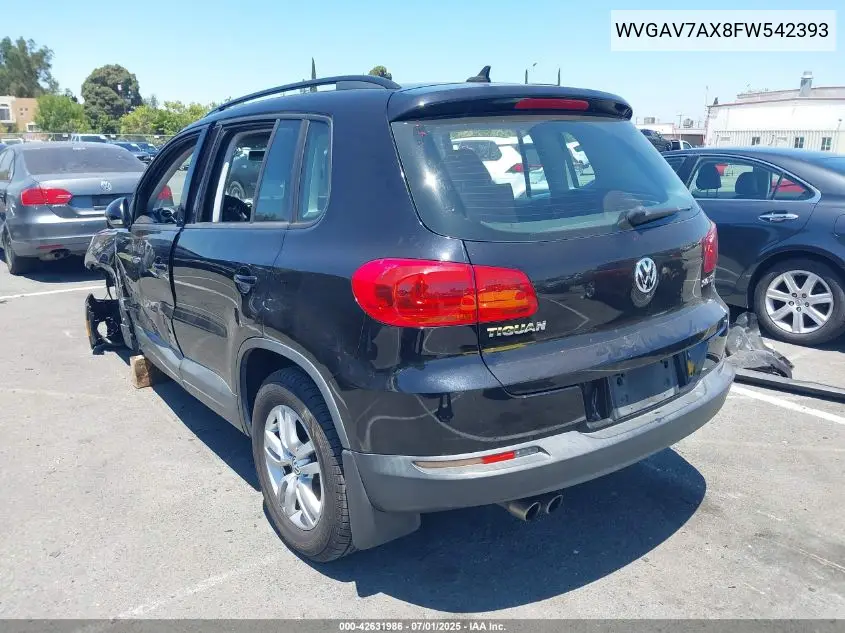 2015 Volkswagen Tiguan S VIN: WVGAV7AX8FW542393 Lot: 42631986