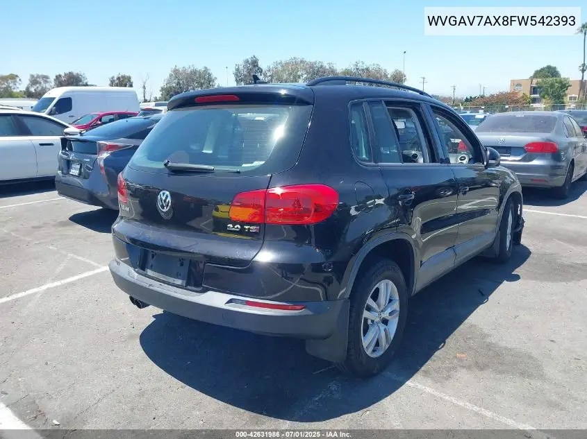 2015 Volkswagen Tiguan S VIN: WVGAV7AX8FW542393 Lot: 42631986