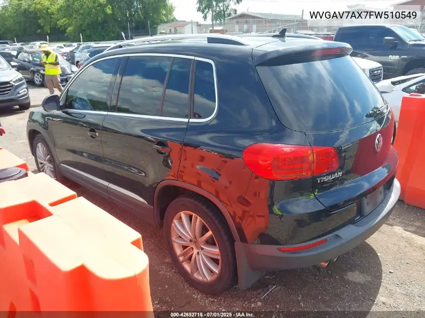 2015 Volkswagen Tiguan Se VIN: WVGAV7AX7FW510549 Lot: 42652715
