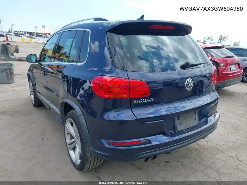 2016 Volkswagen Tiguan R-Line VIN: WVGAV7AX3GW604980 Lot: 42259795