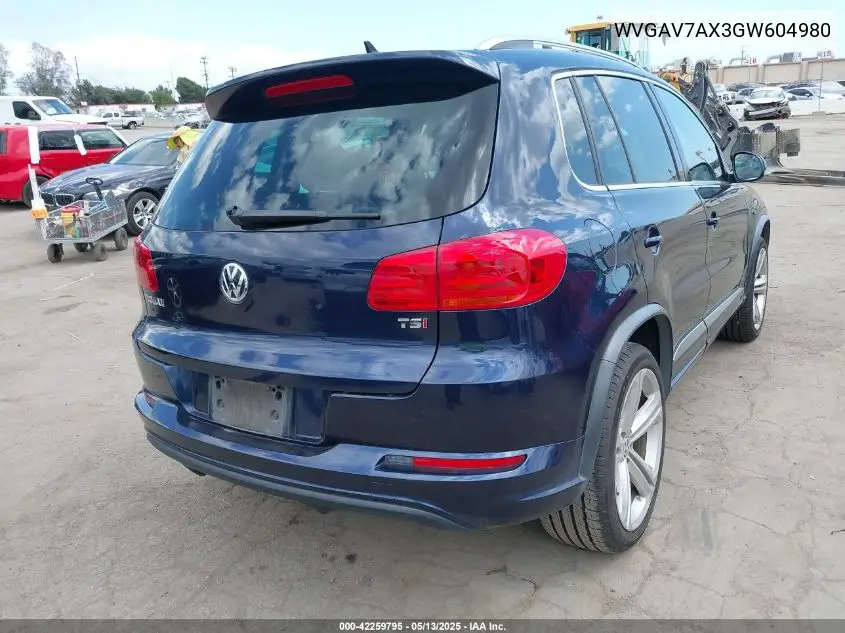 2016 Volkswagen Tiguan R-Line VIN: WVGAV7AX3GW604980 Lot: 42259795