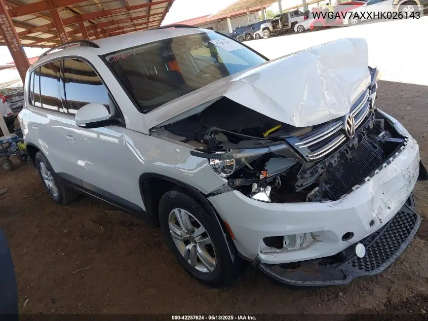 2017 Volkswagen Tiguan 2.0T/2.0T S VIN: WVGAV7AXXHK026143 Lot: 42257624