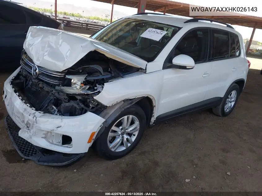 2017 Volkswagen Tiguan 2.0T/2.0T S VIN: WVGAV7AXXHK026143 Lot: 42257624