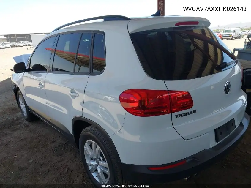 2017 Volkswagen Tiguan 2.0T/2.0T S VIN: WVGAV7AXXHK026143 Lot: 42257624