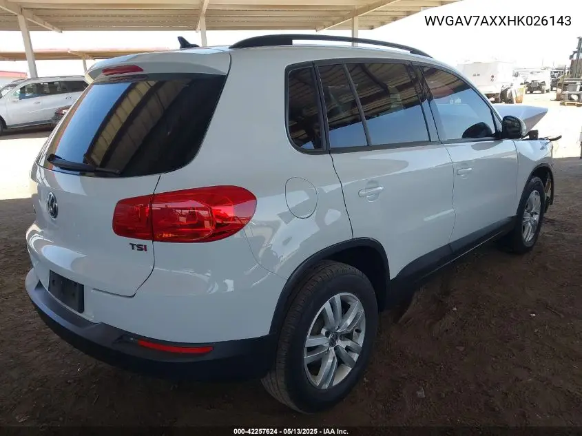 2017 Volkswagen Tiguan 2.0T/2.0T S VIN: WVGAV7AXXHK026143 Lot: 42257624
