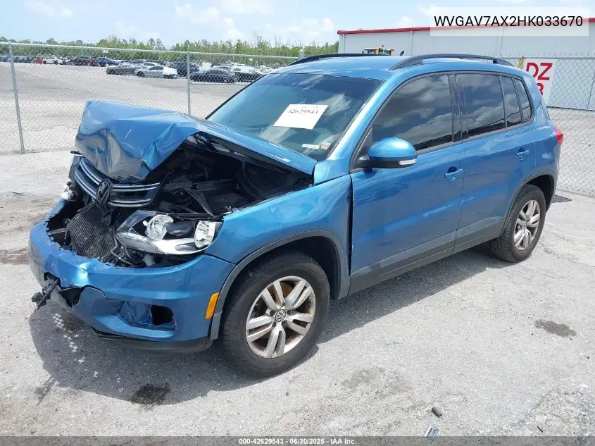 2017 Volkswagen Tiguan 2.0T/2.0T S VIN: WVGAV7AX2HK033670 Lot: 42629543