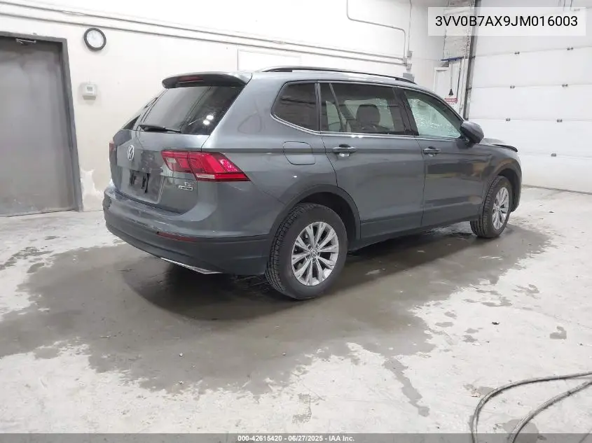 2018 Volkswagen Tiguan 2.0T S VIN: 3VV0B7AX9JM016003 Lot: 42615420