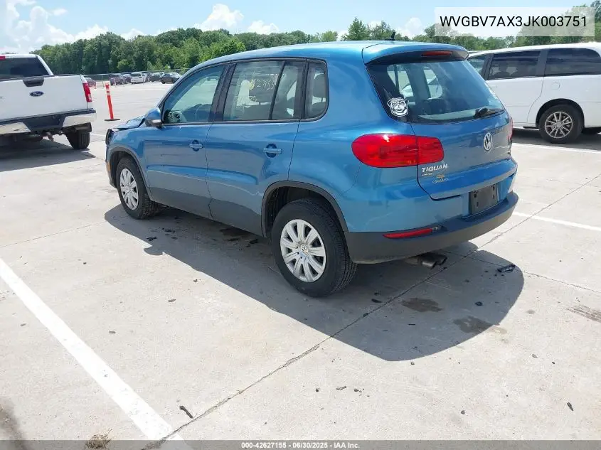 2018 Volkswagen Tiguan Limited 2.0T VIN: WVGBV7AX3JK003751 Lot: 42627155