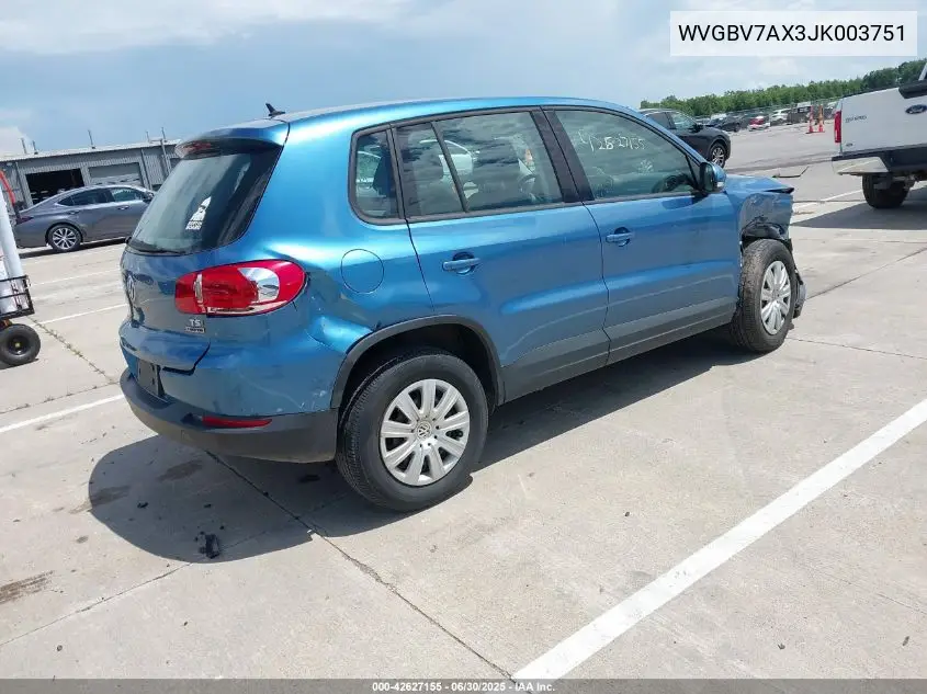 2018 Volkswagen Tiguan Limited 2.0T VIN: WVGBV7AX3JK003751 Lot: 42627155
