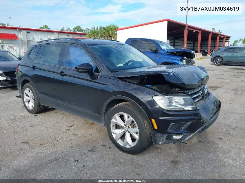 2018 Volkswagen Tiguan 2.0T S VIN: 3VV1B7AX0JM034619 Lot: 42638778