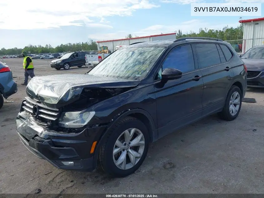 2018 Volkswagen Tiguan 2.0T S VIN: 3VV1B7AX0JM034619 Lot: 42638778
