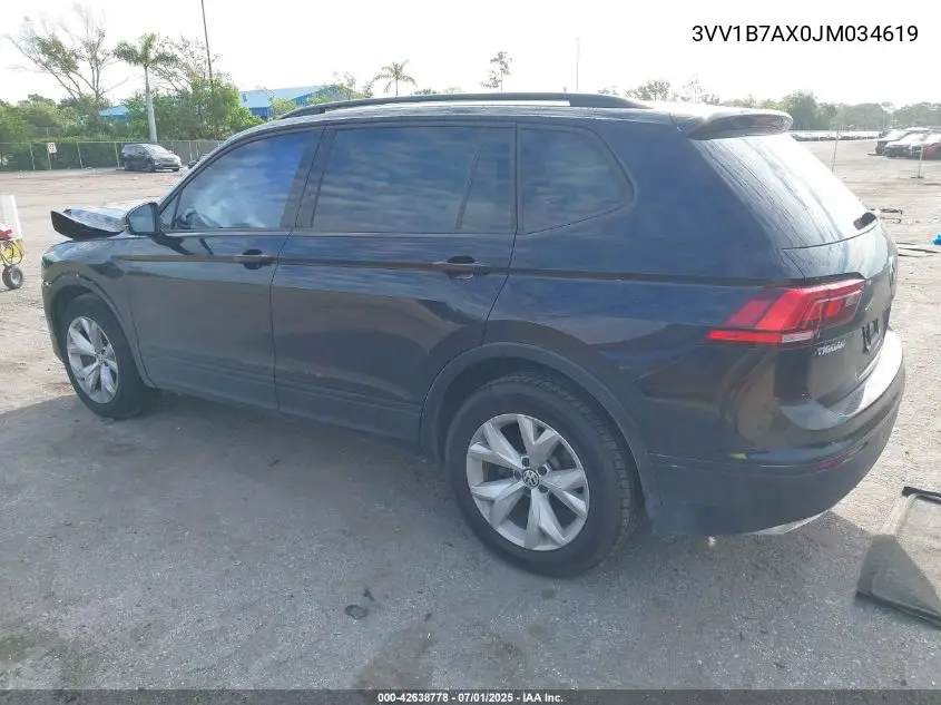 2018 Volkswagen Tiguan 2.0T S VIN: 3VV1B7AX0JM034619 Lot: 42638778