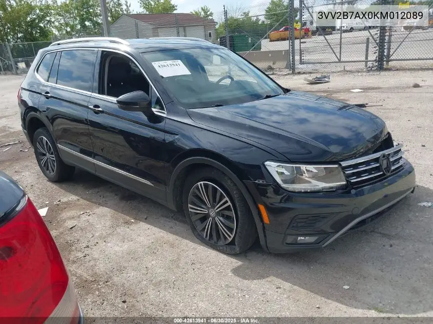 2019 Volkswagen Tiguan 2.0T Se/2.0T Sel/2.0T Sel R-Line/2.0T Sel R-Line Black VIN: 3VV2B7AX0KM012089 Lot: 42613941