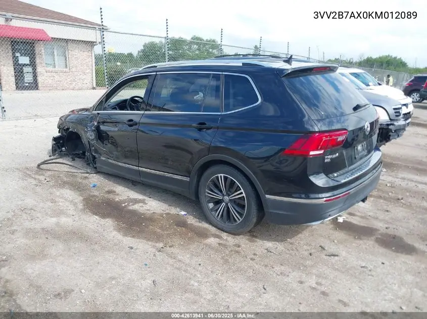 2019 Volkswagen Tiguan 2.0T Se/2.0T Sel/2.0T Sel R-Line/2.0T Sel R-Line Black VIN: 3VV2B7AX0KM012089 Lot: 42613941