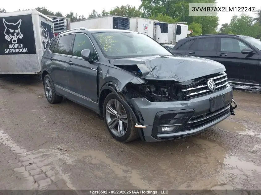 2020 Volkswagen Tiguan Sel Premium R-Line VIN: 3VV4B7AX2LM122247 Lot: 12318502