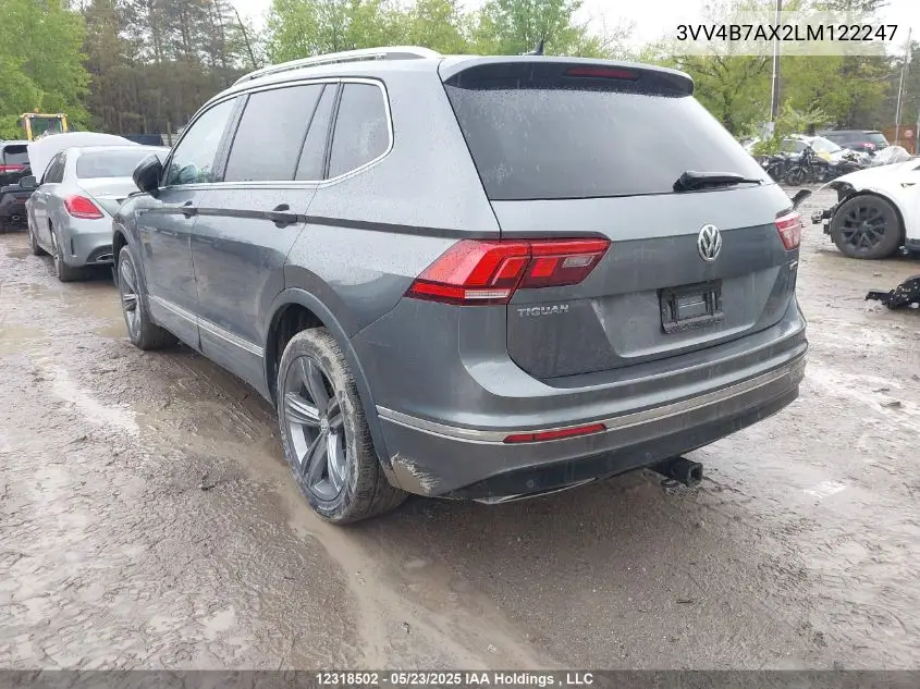 2020 Volkswagen Tiguan Sel Premium R-Line VIN: 3VV4B7AX2LM122247 Lot: 12318502