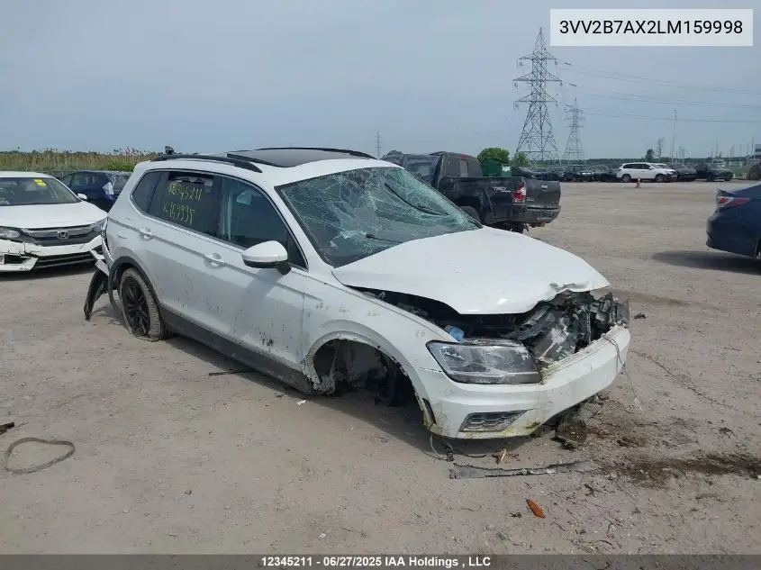 2020 Volkswagen Tiguan Se/Sel VIN: 3VV2B7AX2LM159998 Lot: 12345211