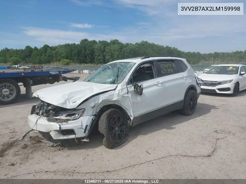 2020 Volkswagen Tiguan Se/Sel VIN: 3VV2B7AX2LM159998 Lot: 12345211