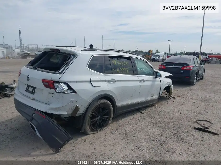 2020 Volkswagen Tiguan Se/Sel VIN: 3VV2B7AX2LM159998 Lot: 12345211