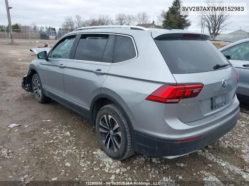2021 Volkswagen Tiguan Comfortline/United VIN: 3VV2B7AX7MM152983 Lot: 12290555