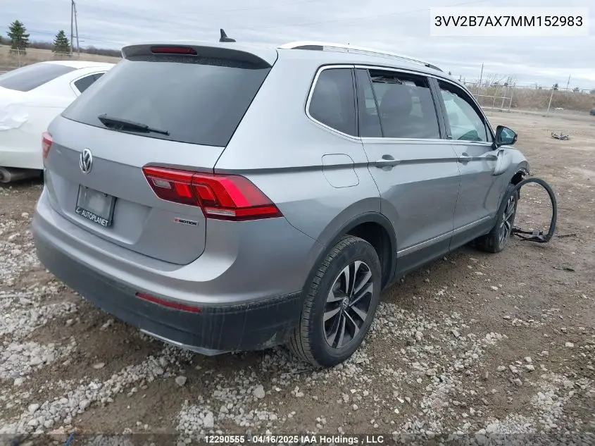 2021 Volkswagen Tiguan Comfortline/United VIN: 3VV2B7AX7MM152983 Lot: 12290555