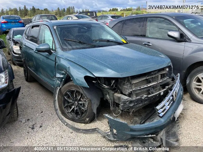 2021 Volkswagen Tiguan Highline VIN: 3VV4B7AX3MM071276 Lot: 40005741
