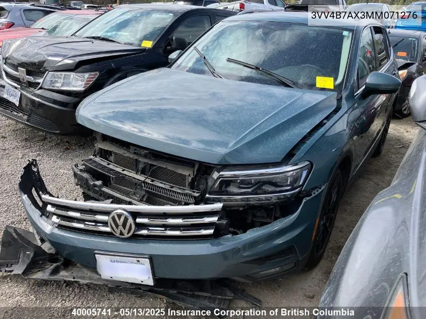 2021 Volkswagen Tiguan Highline VIN: 3VV4B7AX3MM071276 Lot: 40005741