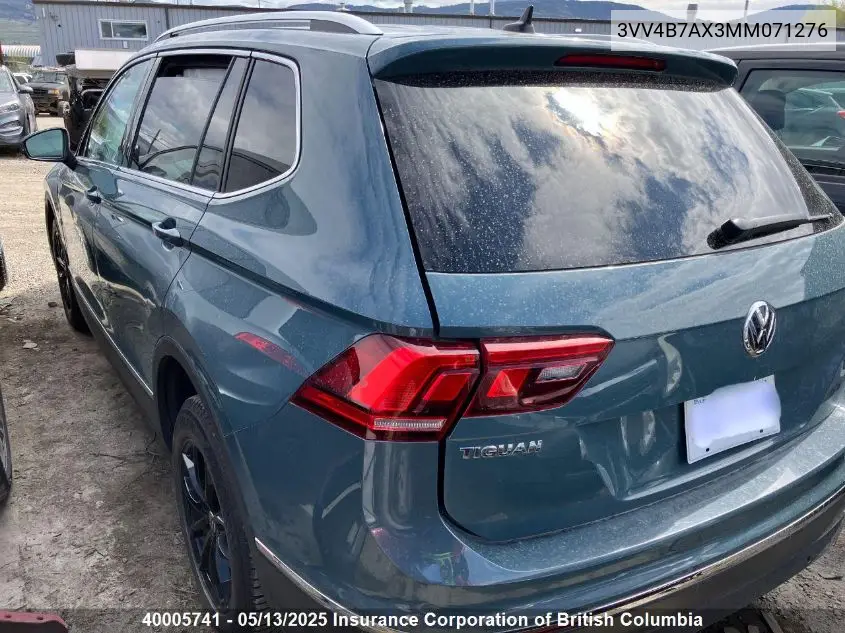2021 Volkswagen Tiguan Highline VIN: 3VV4B7AX3MM071276 Lot: 40005741