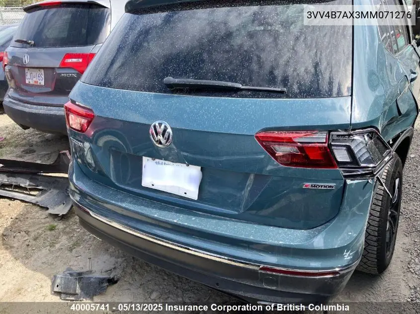 2021 Volkswagen Tiguan Highline VIN: 3VV4B7AX3MM071276 Lot: 40005741