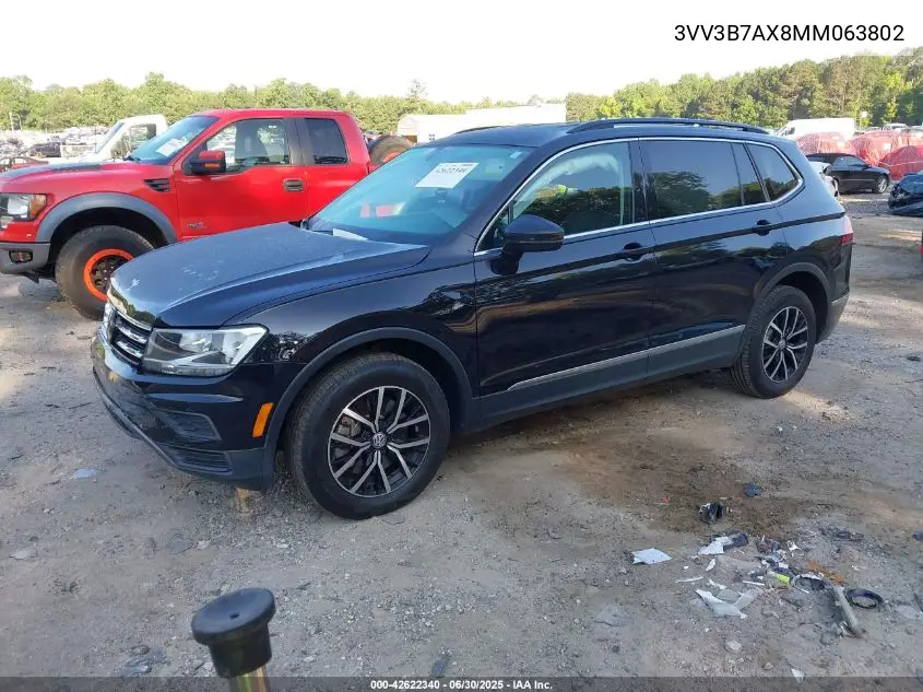 2021 Volkswagen Tiguan 2.0T Se/2.0T Se R-Line Black/2.0T Sel VIN: 3VV3B7AX8MM063802 Lot: 42622340