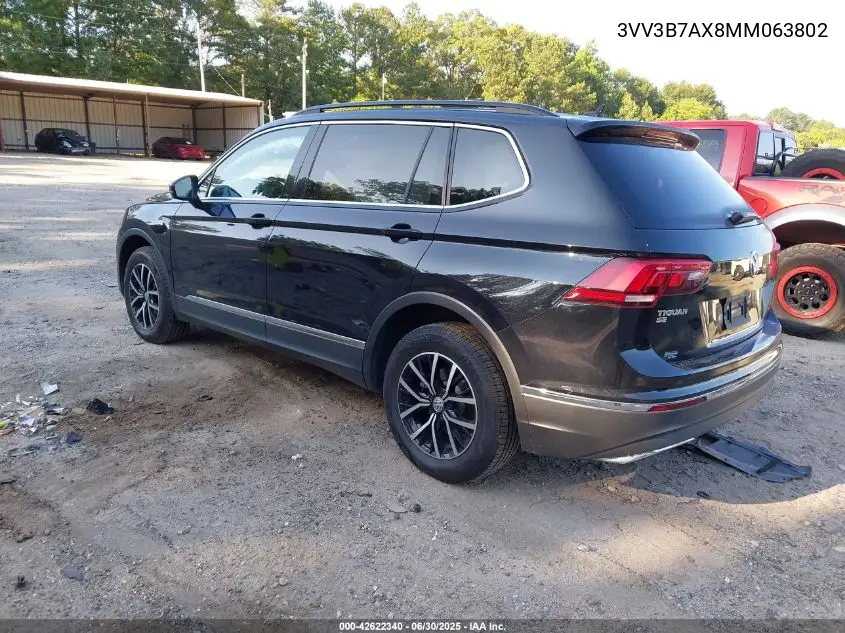 2021 Volkswagen Tiguan 2.0T Se/2.0T Se R-Line Black/2.0T Sel VIN: 3VV3B7AX8MM063802 Lot: 42622340