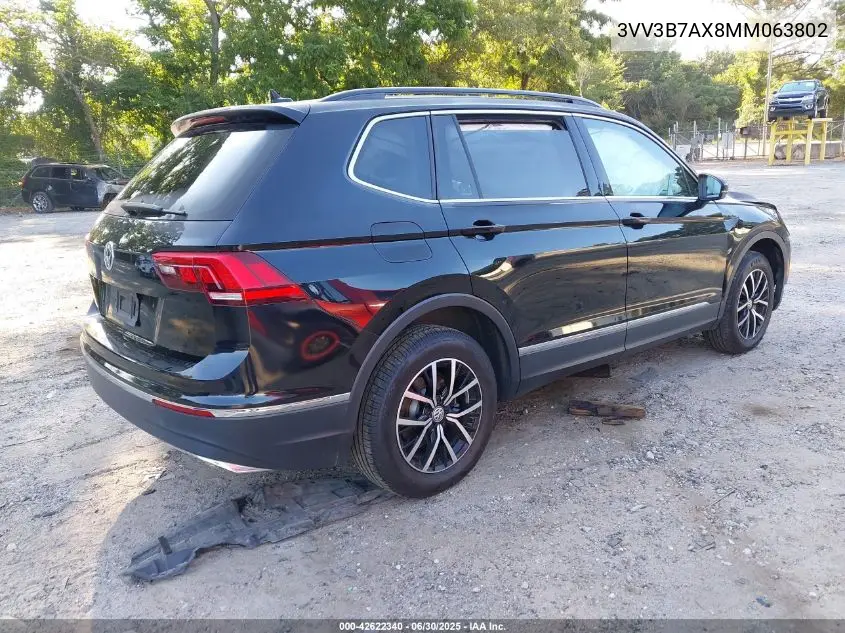 2021 Volkswagen Tiguan 2.0T Se/2.0T Se R-Line Black/2.0T Sel VIN: 3VV3B7AX8MM063802 Lot: 42622340