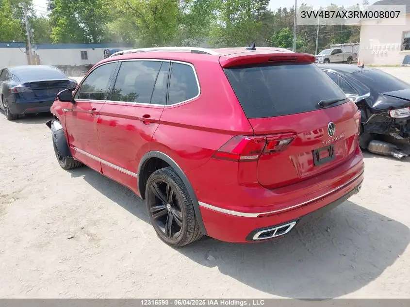 2024 Volkswagen Tiguan Sel R-Line Black VIN: 3VV4B7AX3RM008007 Lot: 12316598