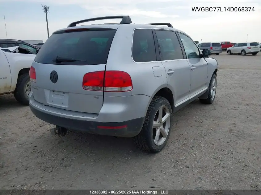 2004 Volkswagen Touareg V6 VIN: WVGBC77L14D068374 Lot: 12338302