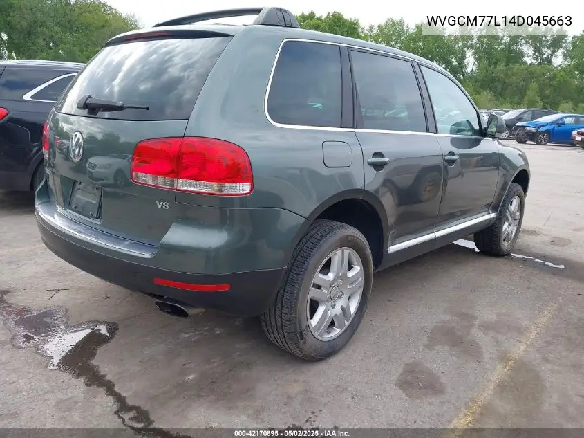 2004 Volkswagen Touareg V8 VIN: WVGCM77L14D045663 Lot: 42170895
