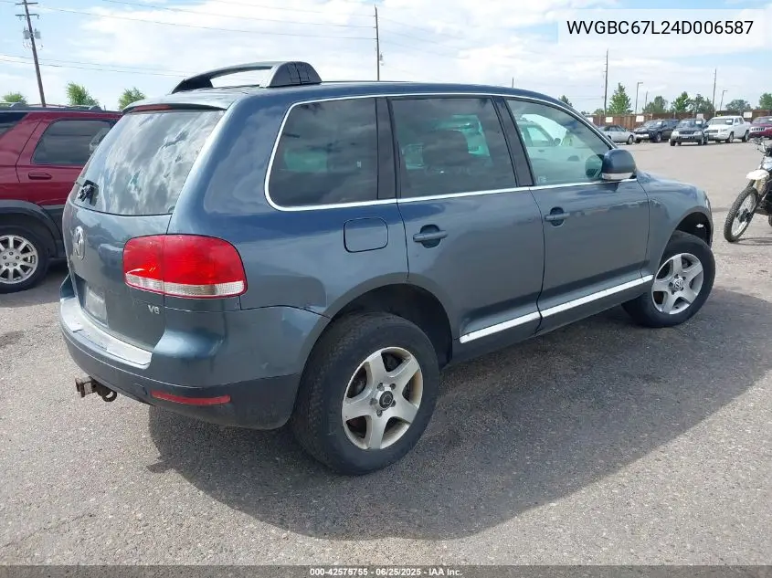 2004 Volkswagen Touareg V6 VIN: WVGBC67L24D006587 Lot: 42575755