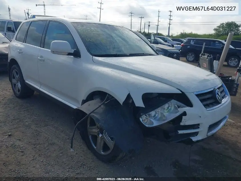 2004 Volkswagen Touareg 4.2 VIN: WVGEM67L64D031227 Lot: 42597823