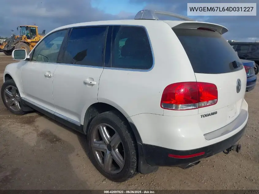 2004 Volkswagen Touareg 4.2 VIN: WVGEM67L64D031227 Lot: 42597823