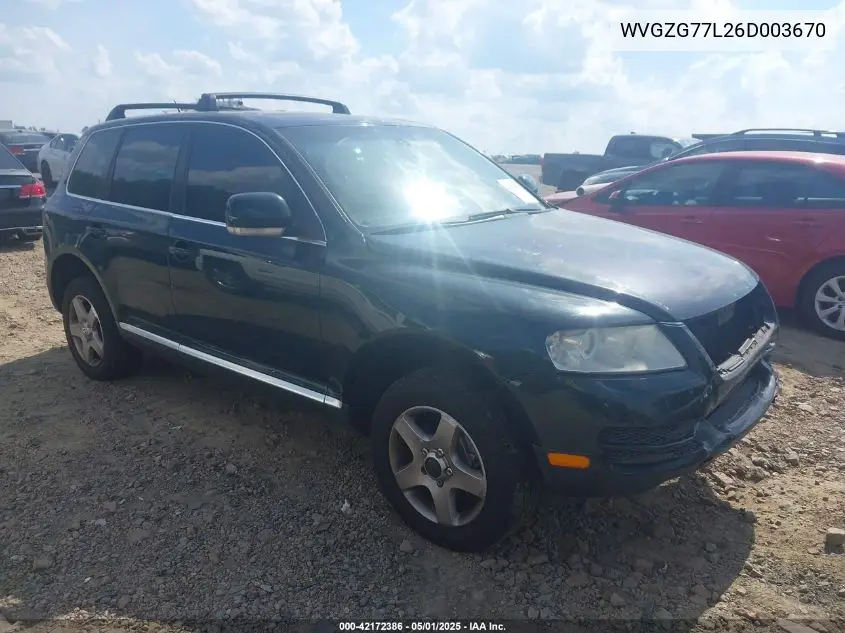 2006 Volkswagen Touareg V6 VIN: WVGZG77L26D003670 Lot: 42172386