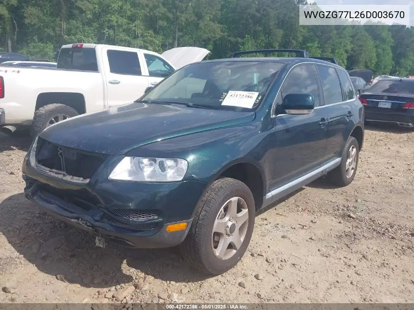 2006 Volkswagen Touareg V6 VIN: WVGZG77L26D003670 Lot: 42172386