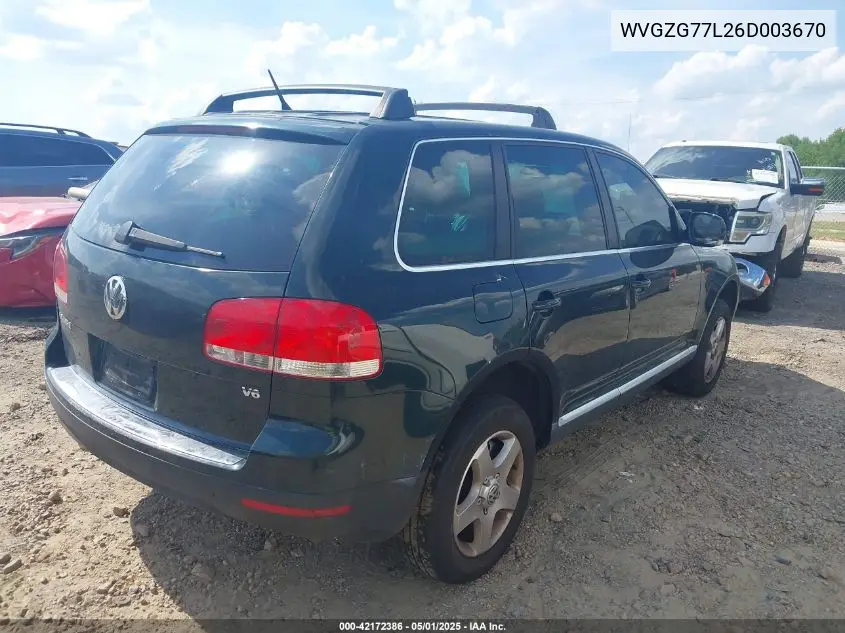 2006 Volkswagen Touareg V6 VIN: WVGZG77L26D003670 Lot: 42172386