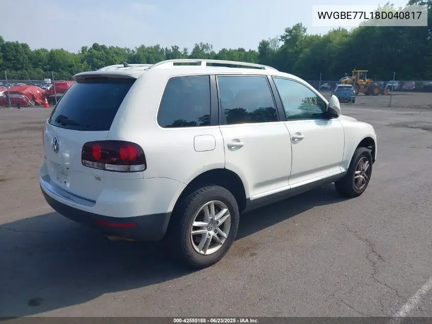 2008 Volkswagen Touareg 2 Vr6 Fsi VIN: WVGBE77L18D040817 Lot: 42555188