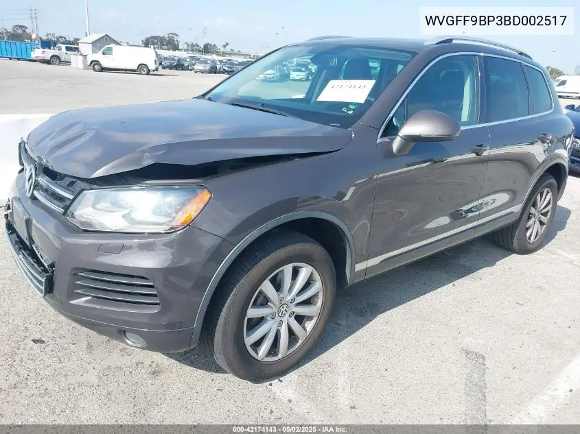 2011 Volkswagen Touareg Vr6 Sport VIN: WVGFF9BP3BD002517 Lot: 42174143