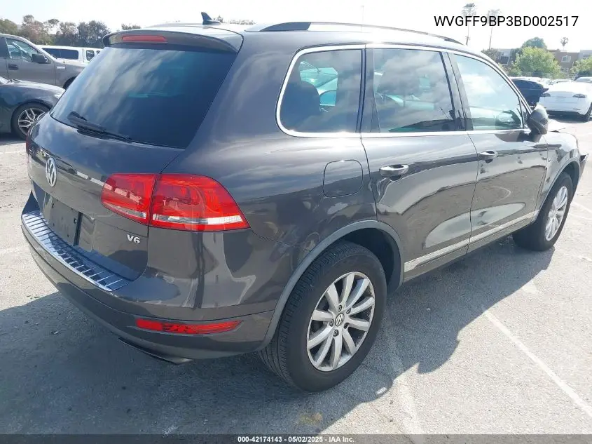 2011 Volkswagen Touareg Vr6 Sport VIN: WVGFF9BP3BD002517 Lot: 42174143